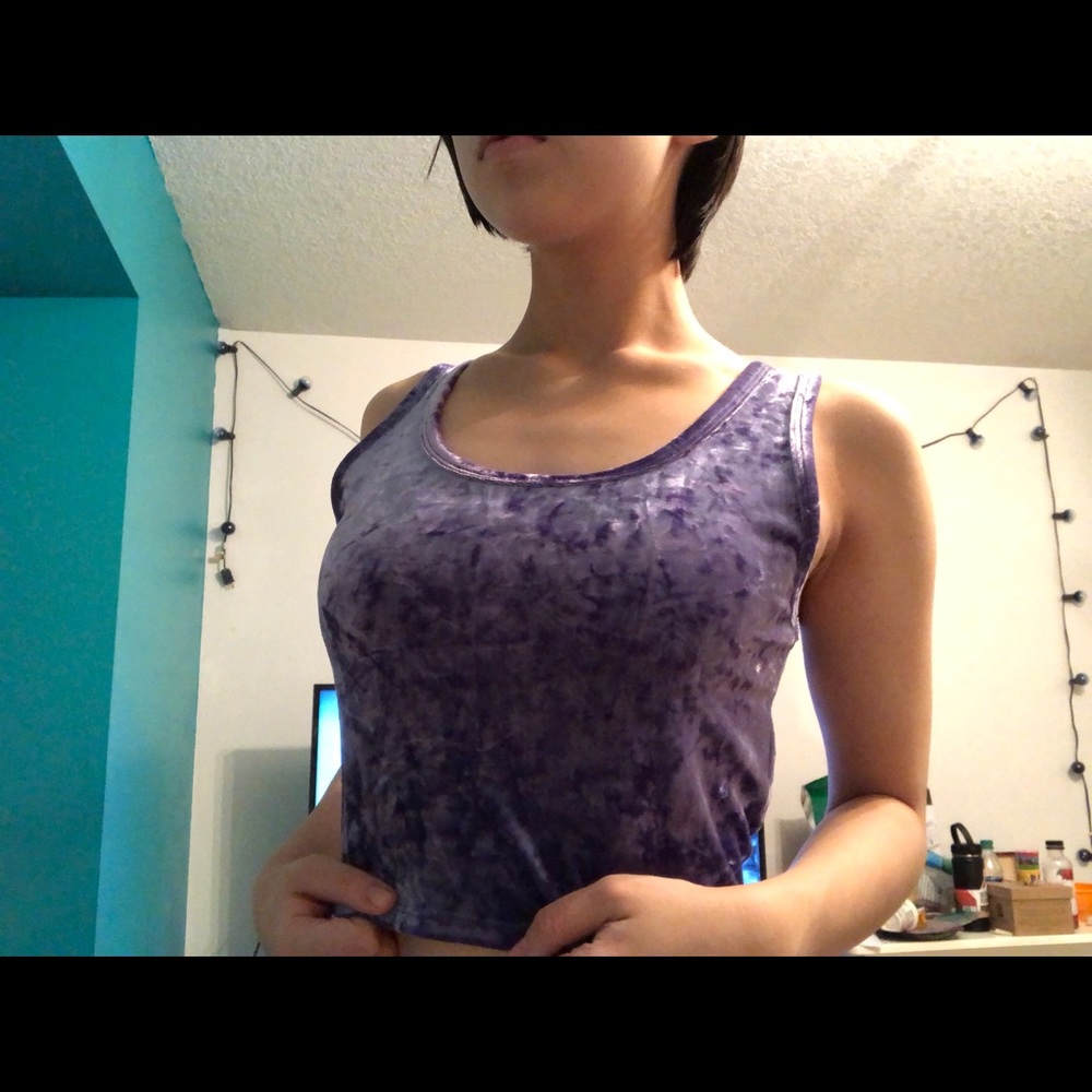 Purple velvet crop tank top